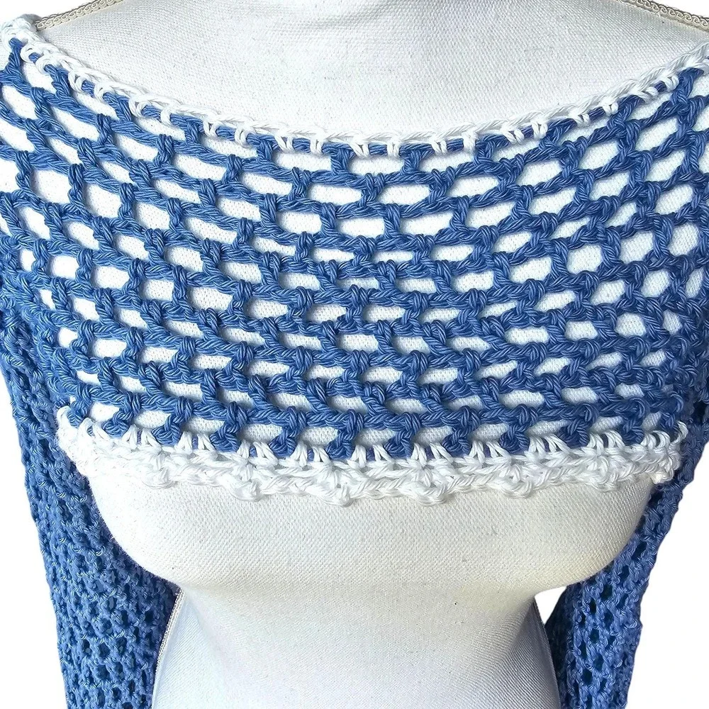 Handmade‎ Crochet Fairycore Shrug | Women | Blue | SM-MED | Boho | Bell Sleeve